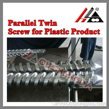 extruder maskin plast pellets parallell tvilling skruv cylinder